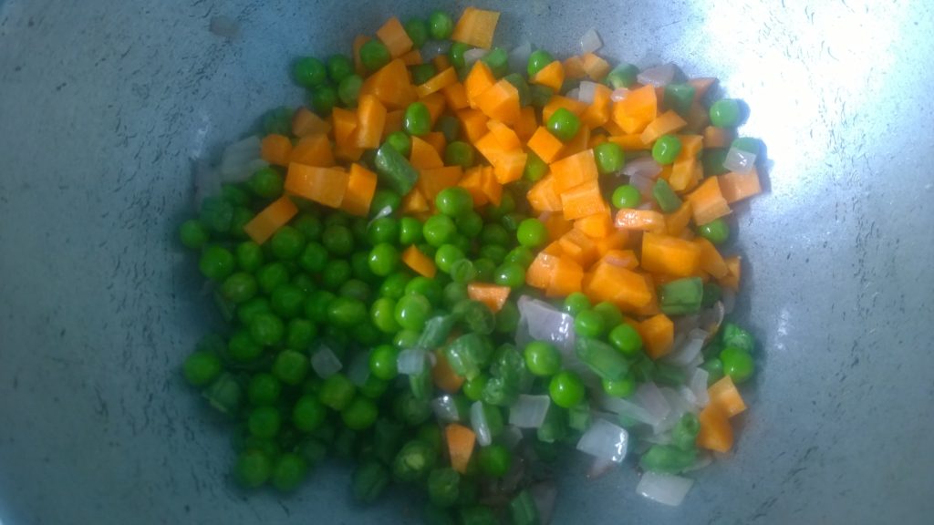 Chopped vegetables getting cooked