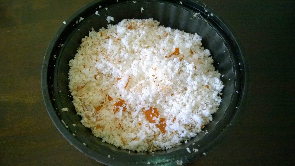 Grated coconut.