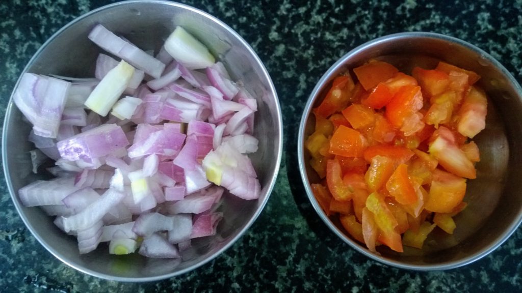 Chopped onion and tomato