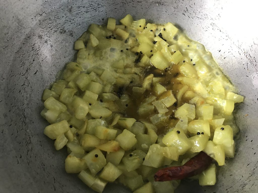 Milk on cooked cucumber