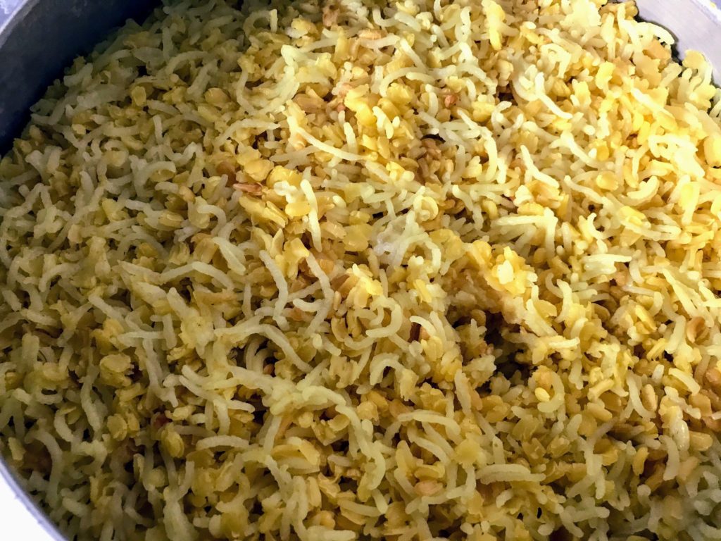 Cooked rice and dal