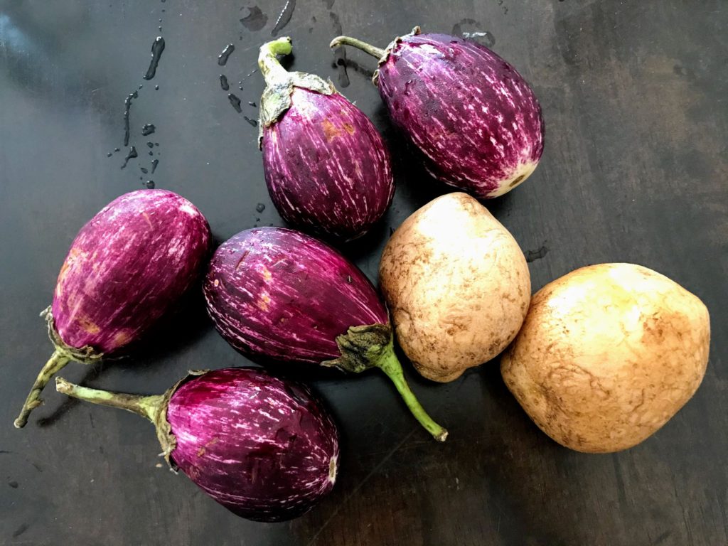 Eggplants and potatoes
