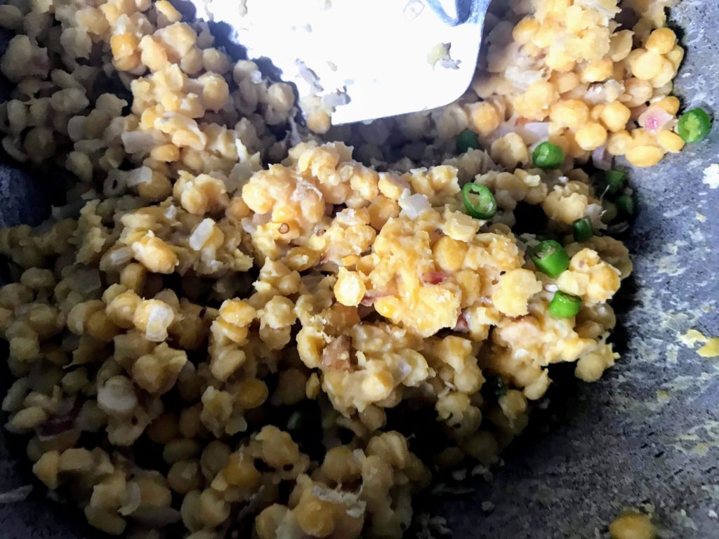 Chana Dal filling mixed with ginger and green chilli