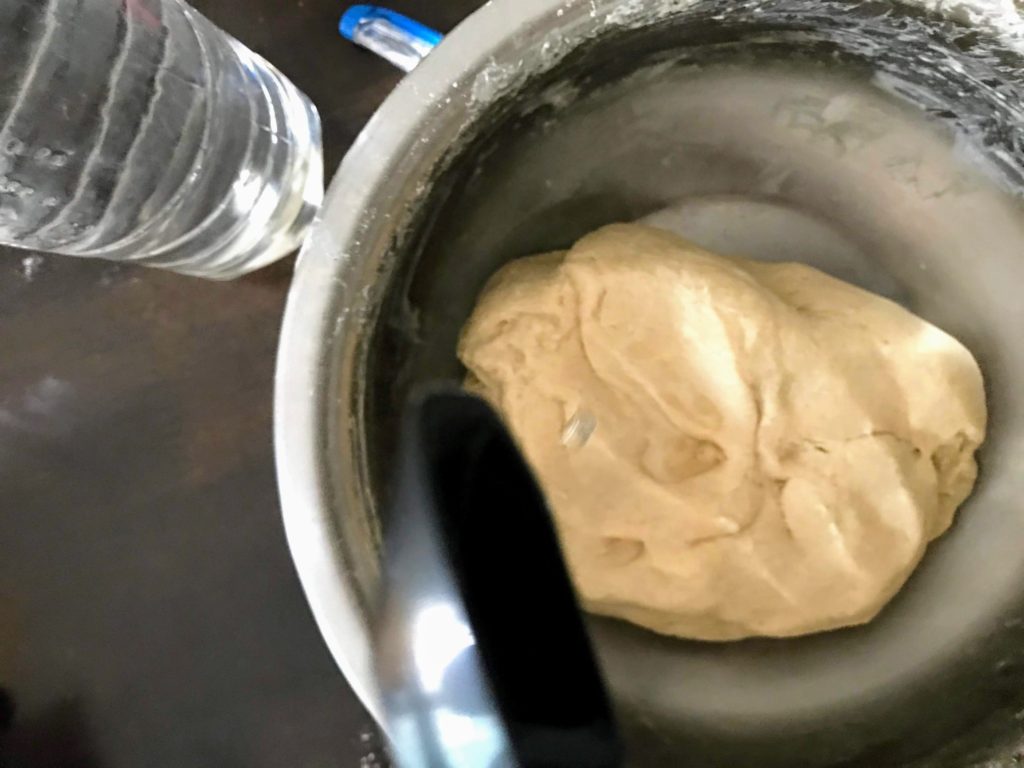 Oil applied on dough