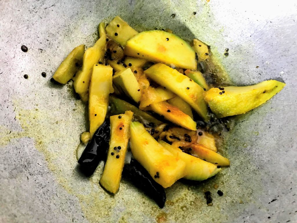 Cooking raw mango