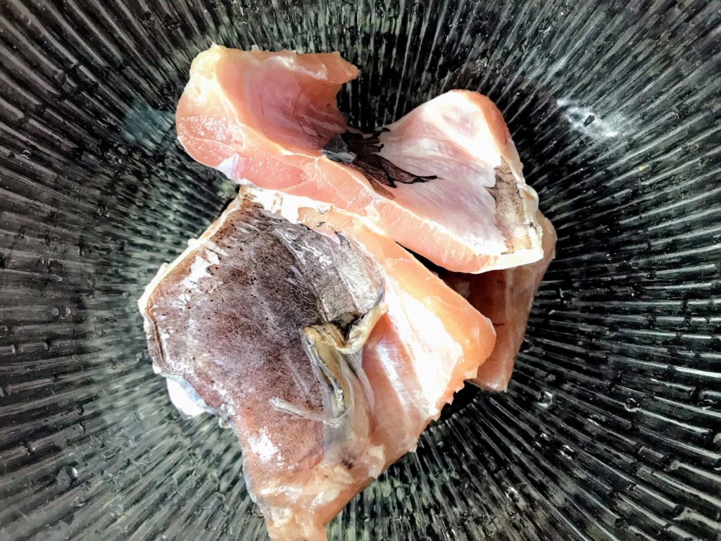 Raw fish pieces