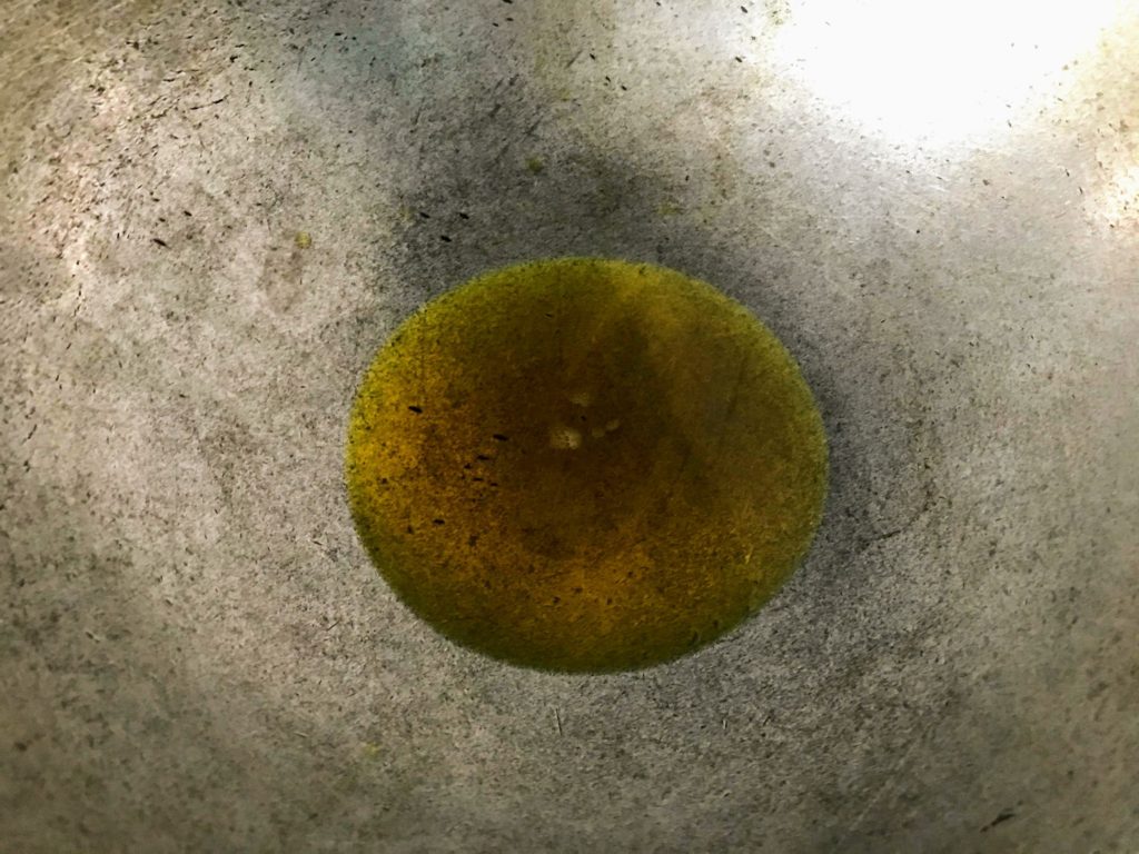 Oil heating in a pan