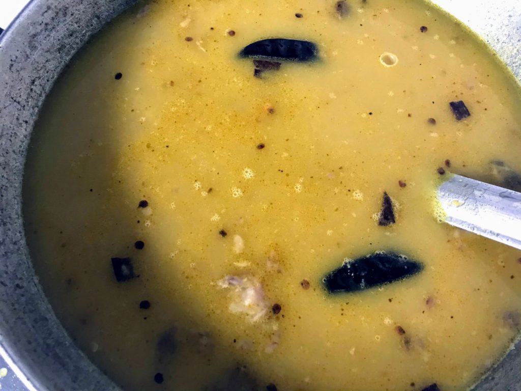 Water added to dal