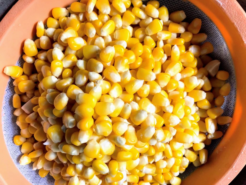Boiled the corn kernels