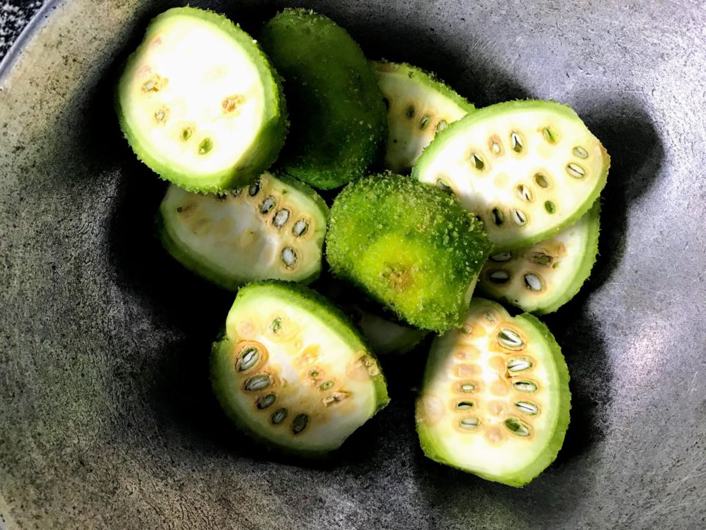 Half sliced teasel gourds