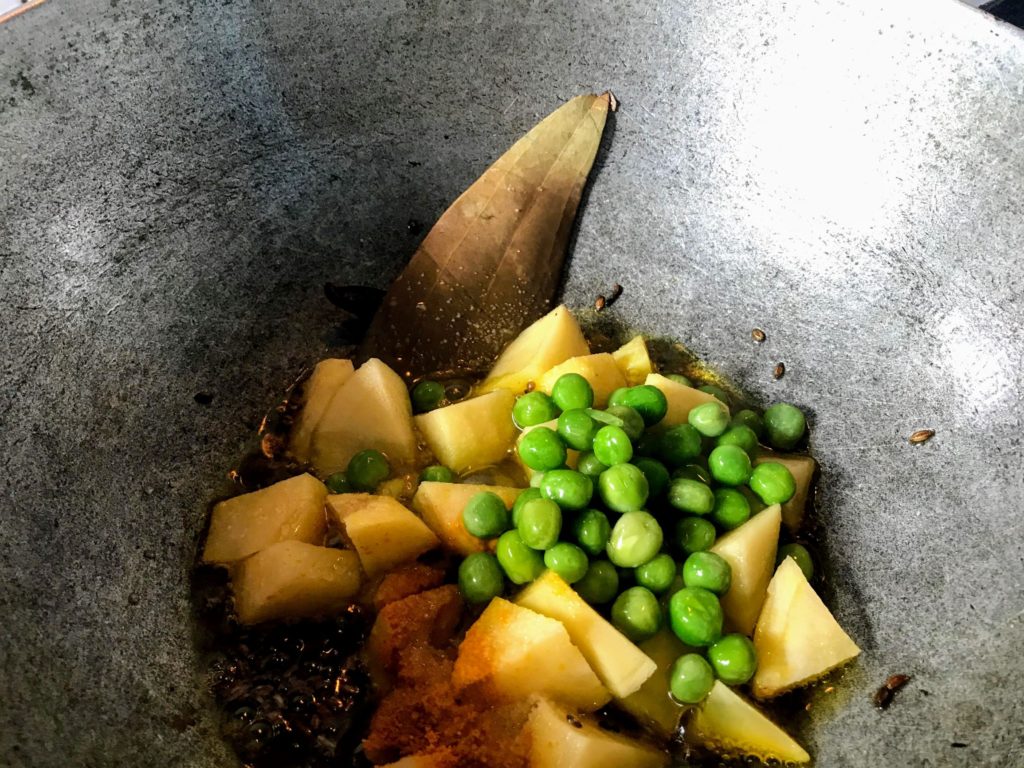 Frying vegetables