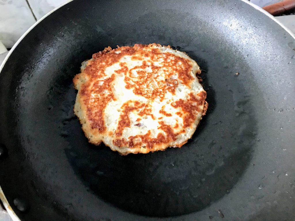 Pancake on pan