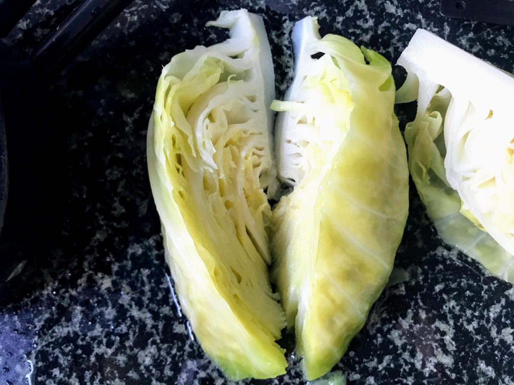 Cabbage cut vertically