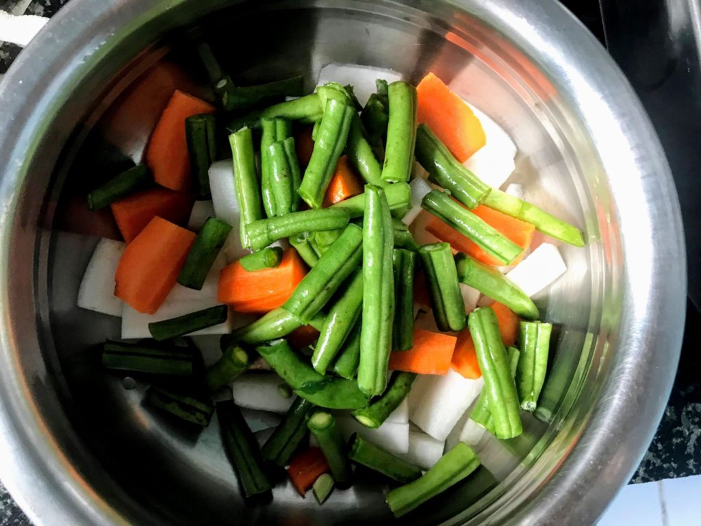 Cut vegetables