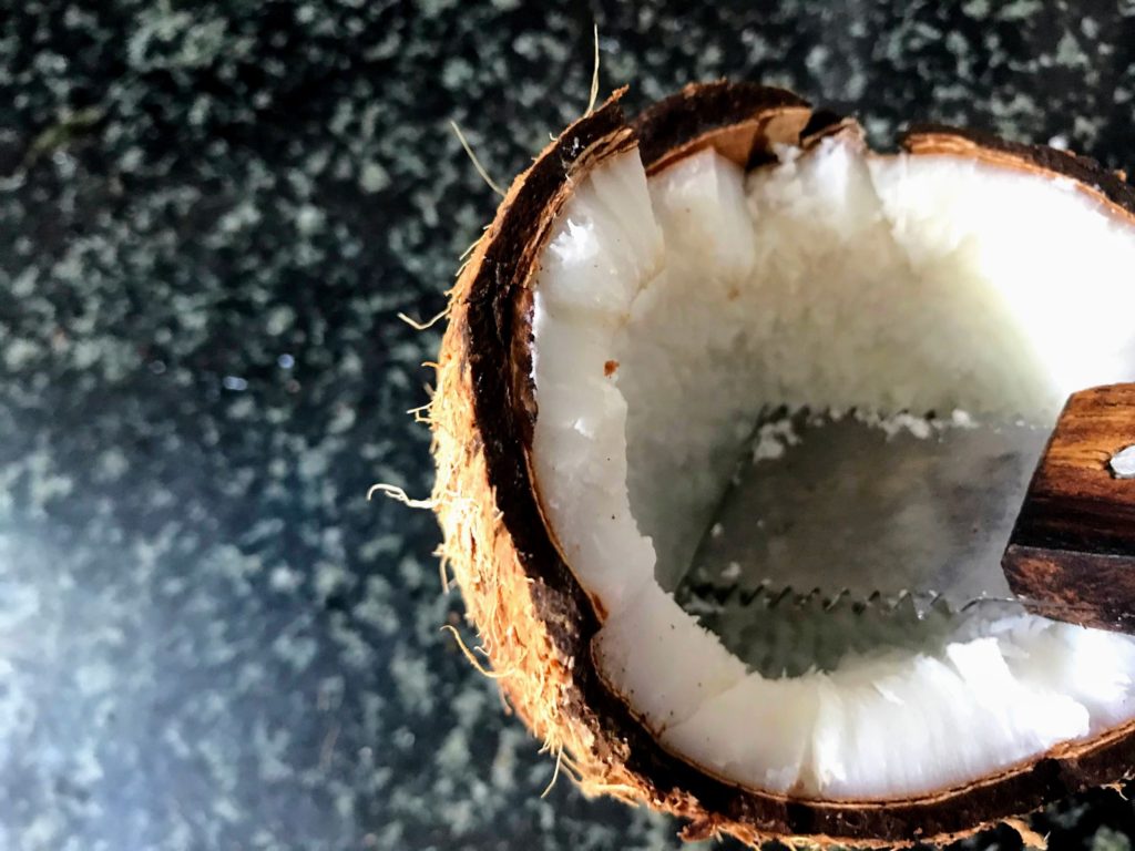 Grating coconut