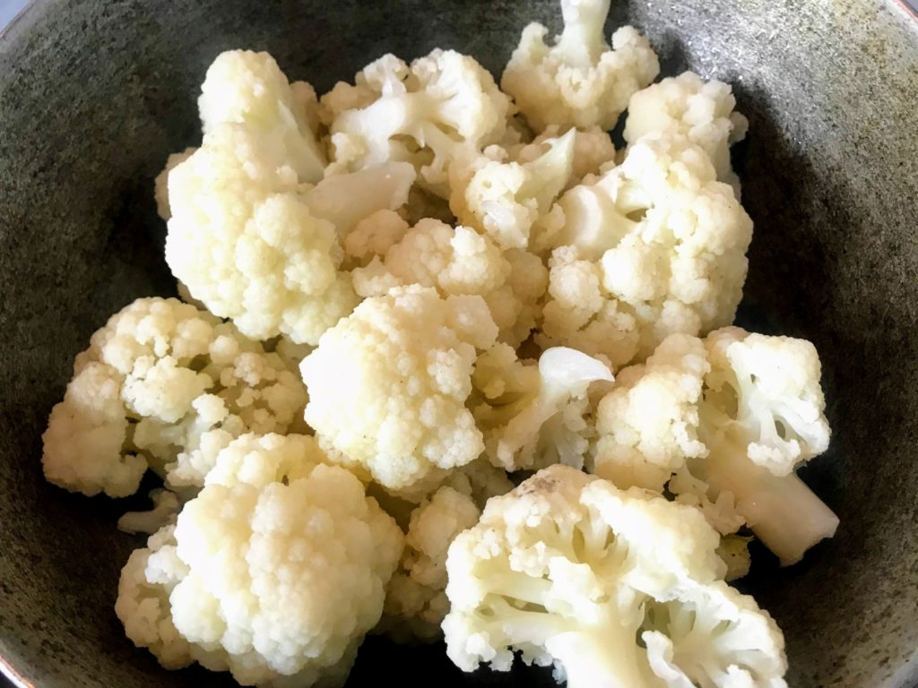 Cauliflower florets to be cooked