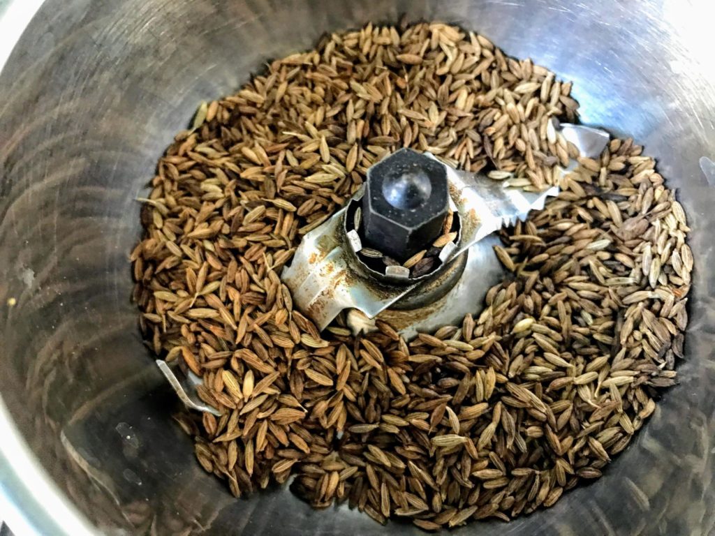 Cumin seed in a grinding jar