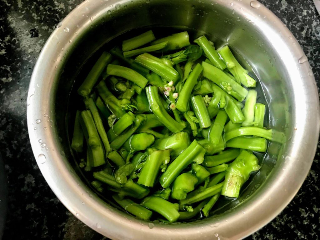 Stalks cut and soaked in water