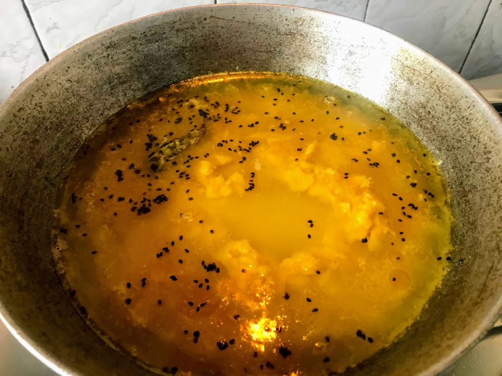 Water added to cook dal