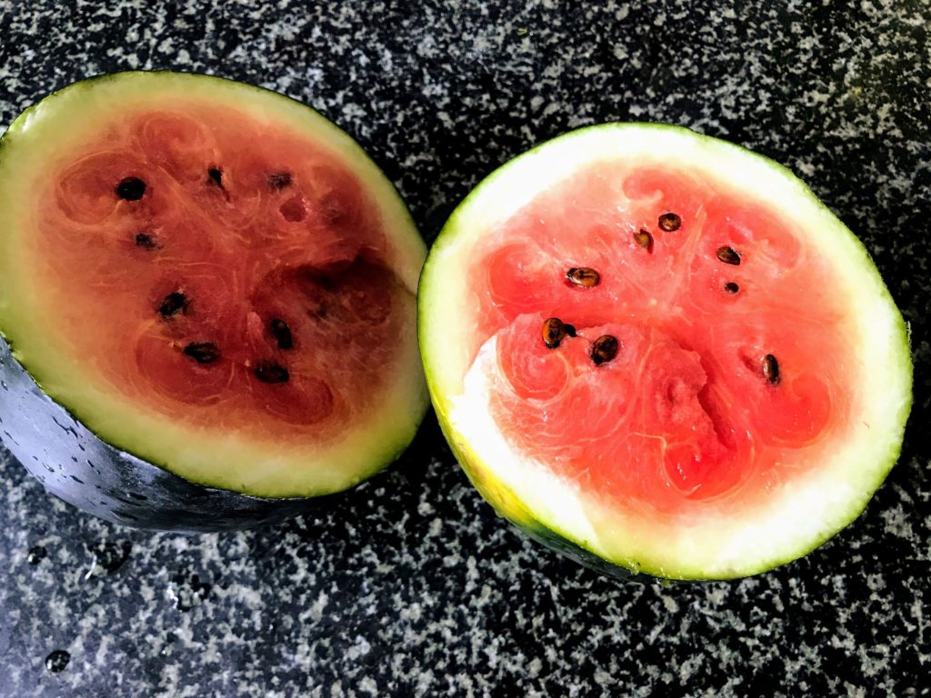 Watermelon cut into half