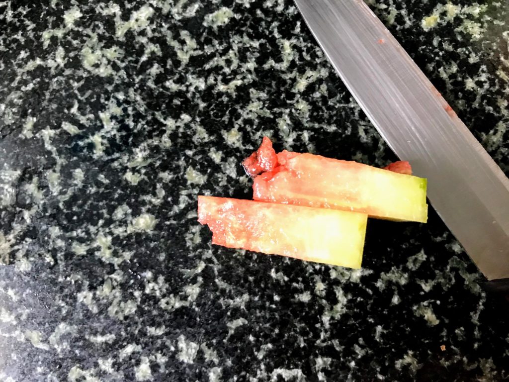 Watermelon cut to small pieces