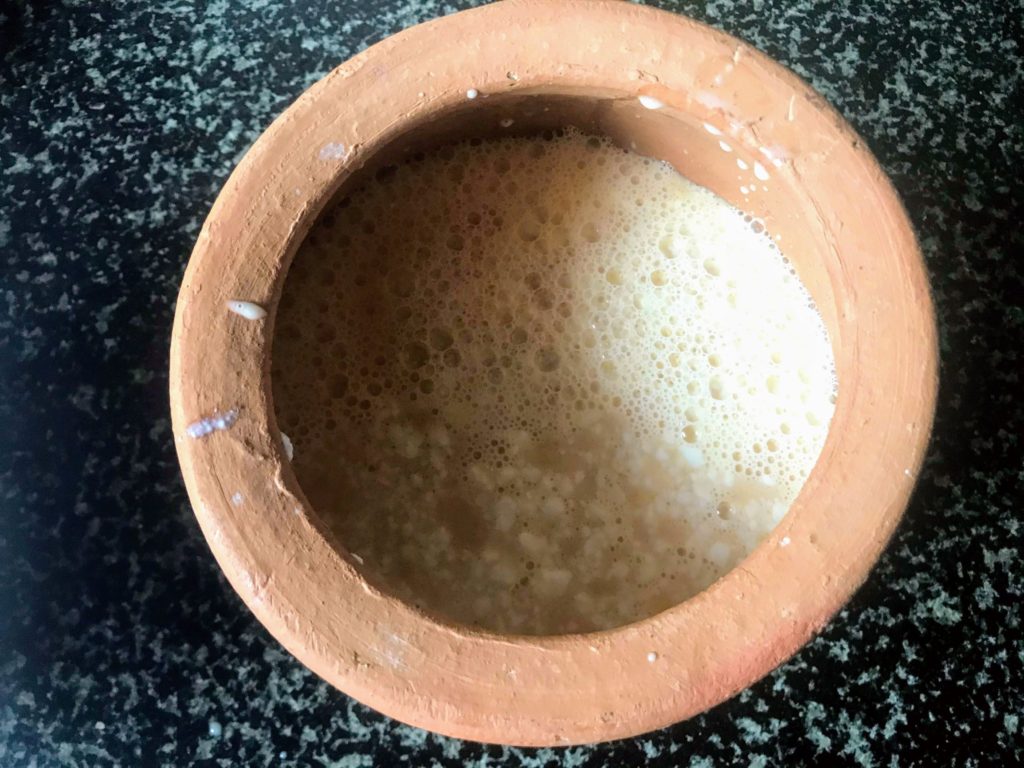 Milk and curd in an earthen pot