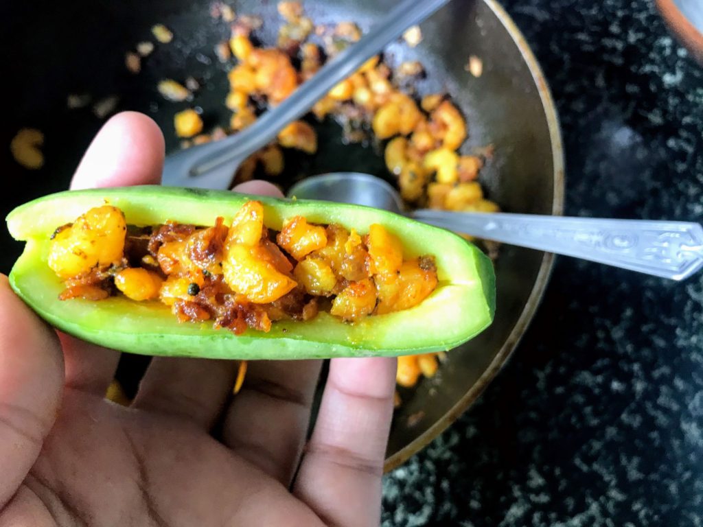 Stuffing pointed gourd