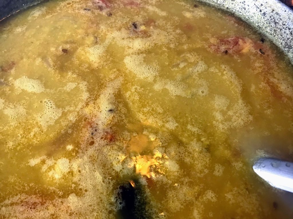 Cooking dal on low flame