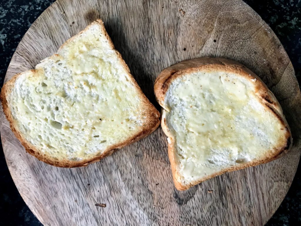 Buttered bread slices