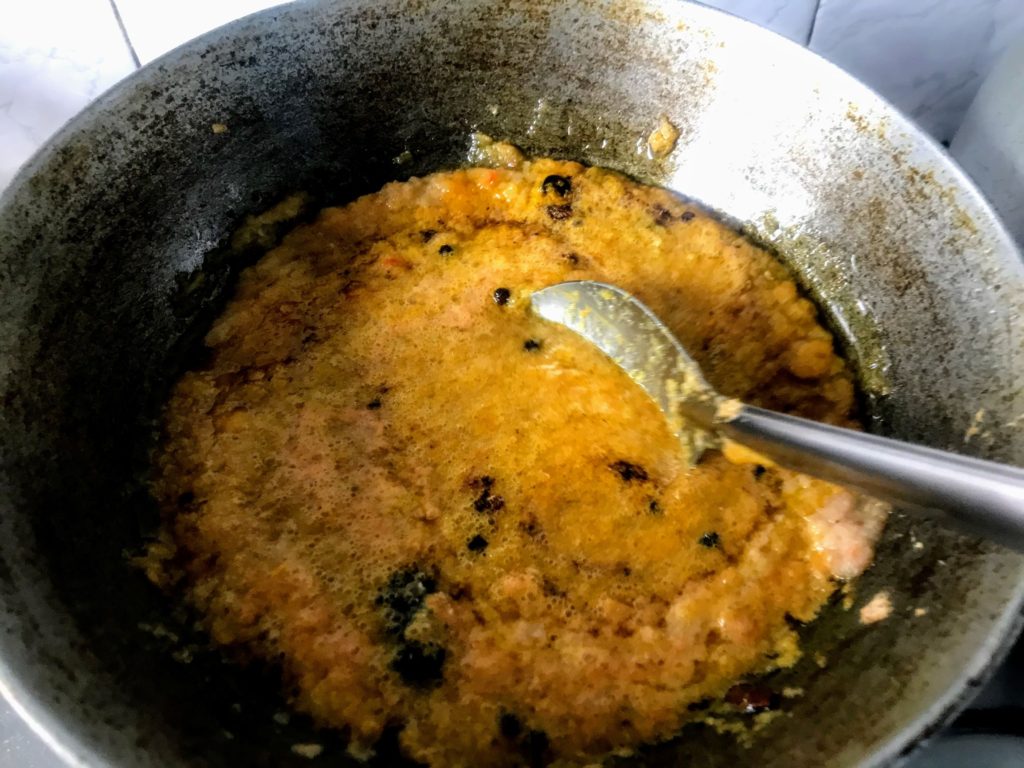 Stirring to make curry
