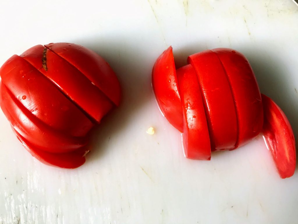 Tomato cut into wedges