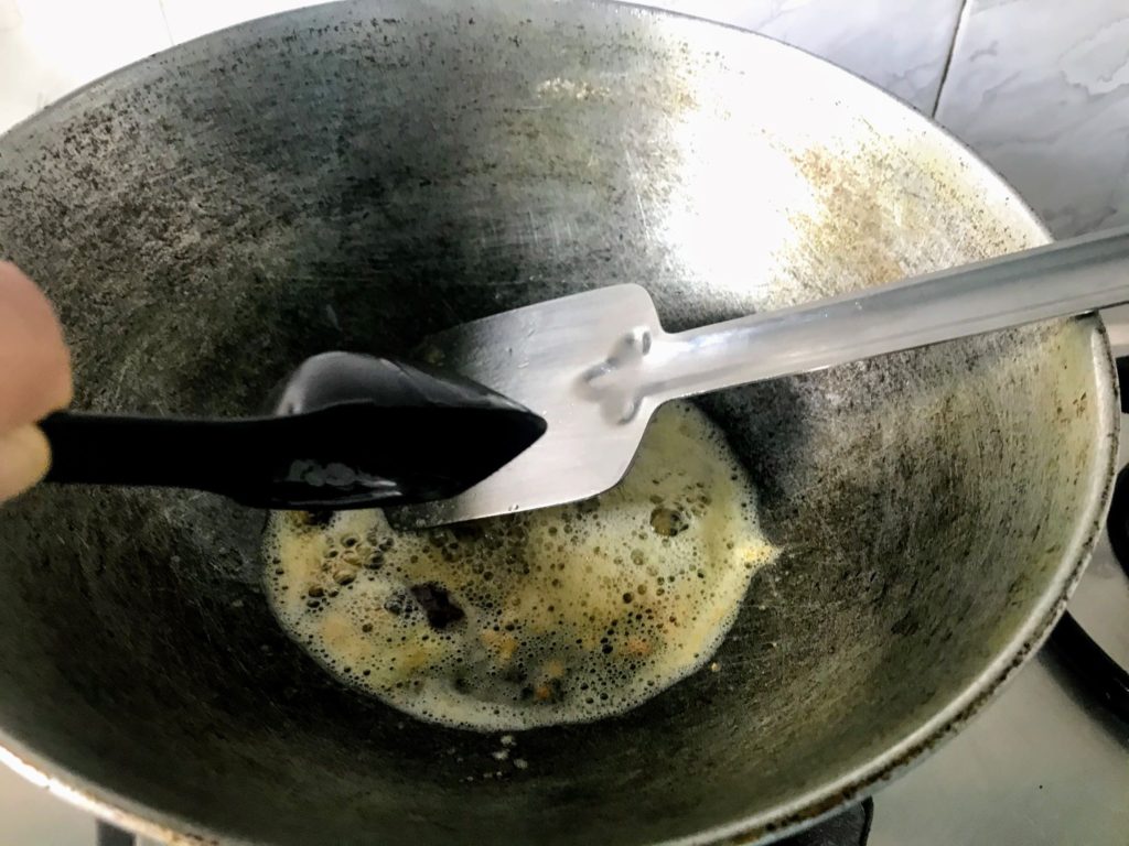 Adding oil in butter