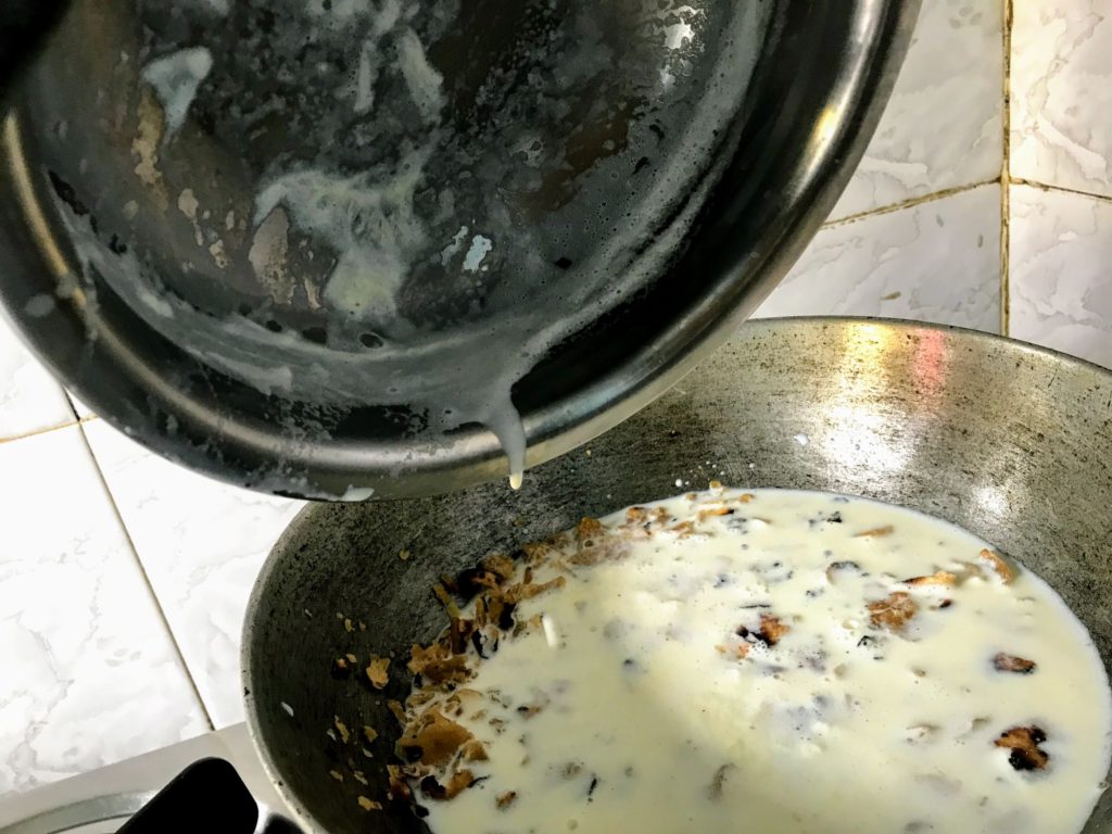 Milk in wok