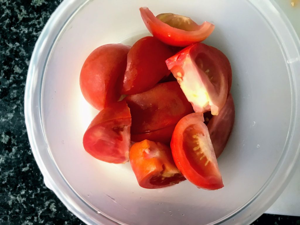 Tomato cut to wedges
