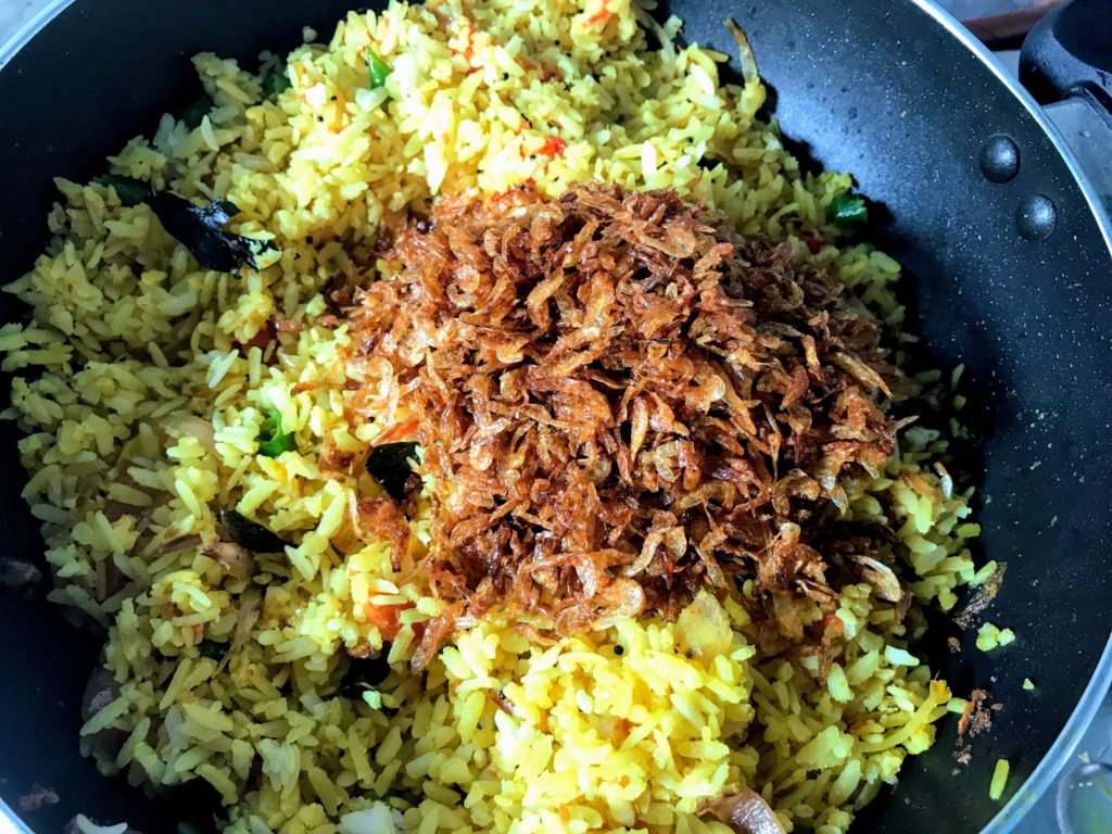 Adding Prawn to Poha