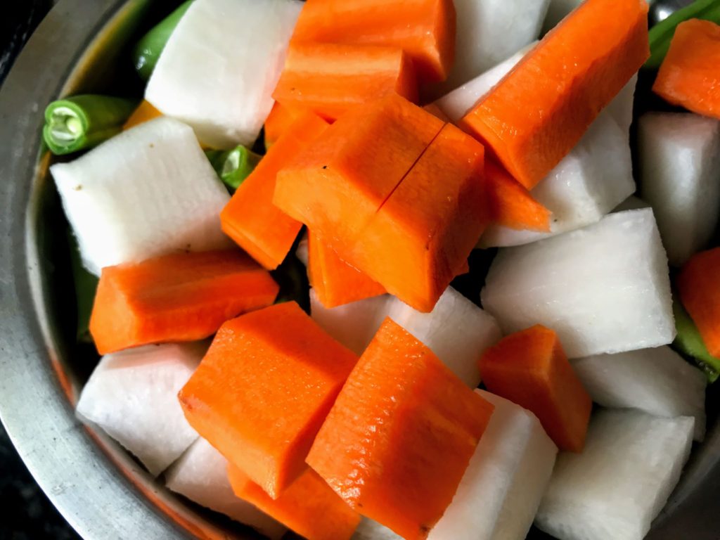 Carrot and radish chunks
