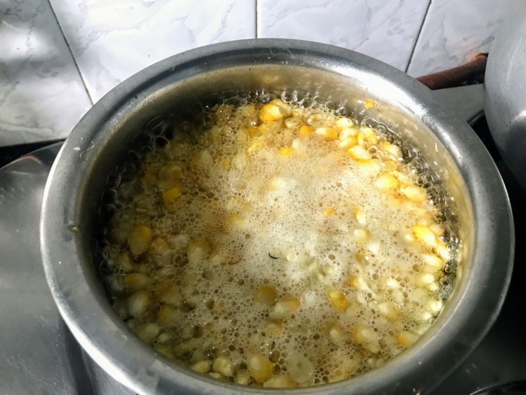 Cooking corn kernels