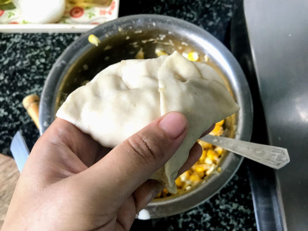 Filled samosa dough