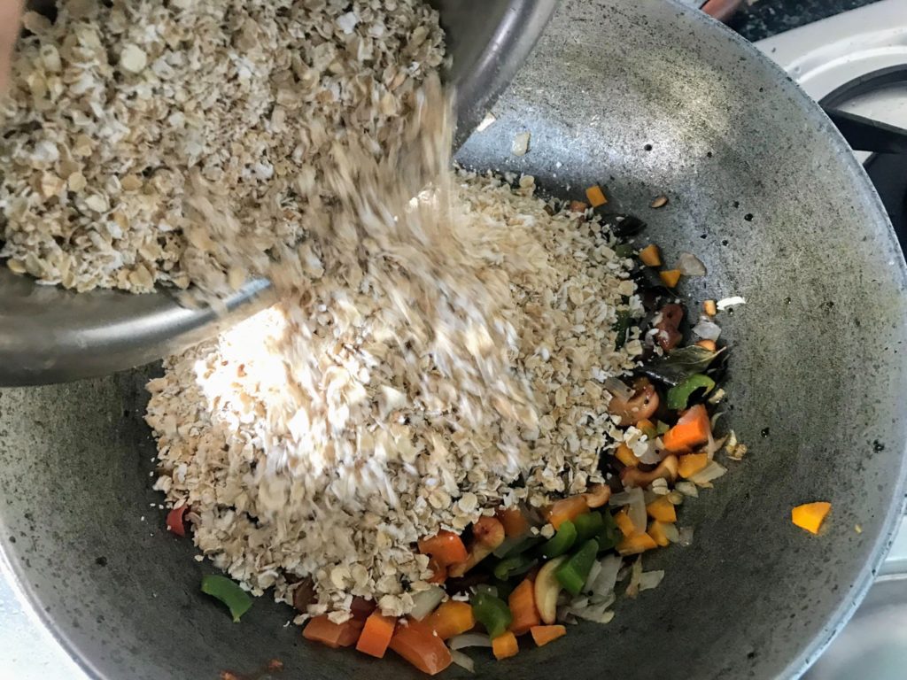 Adding oats to vegetables