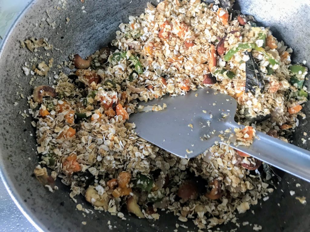 Mixing oats with vegetables