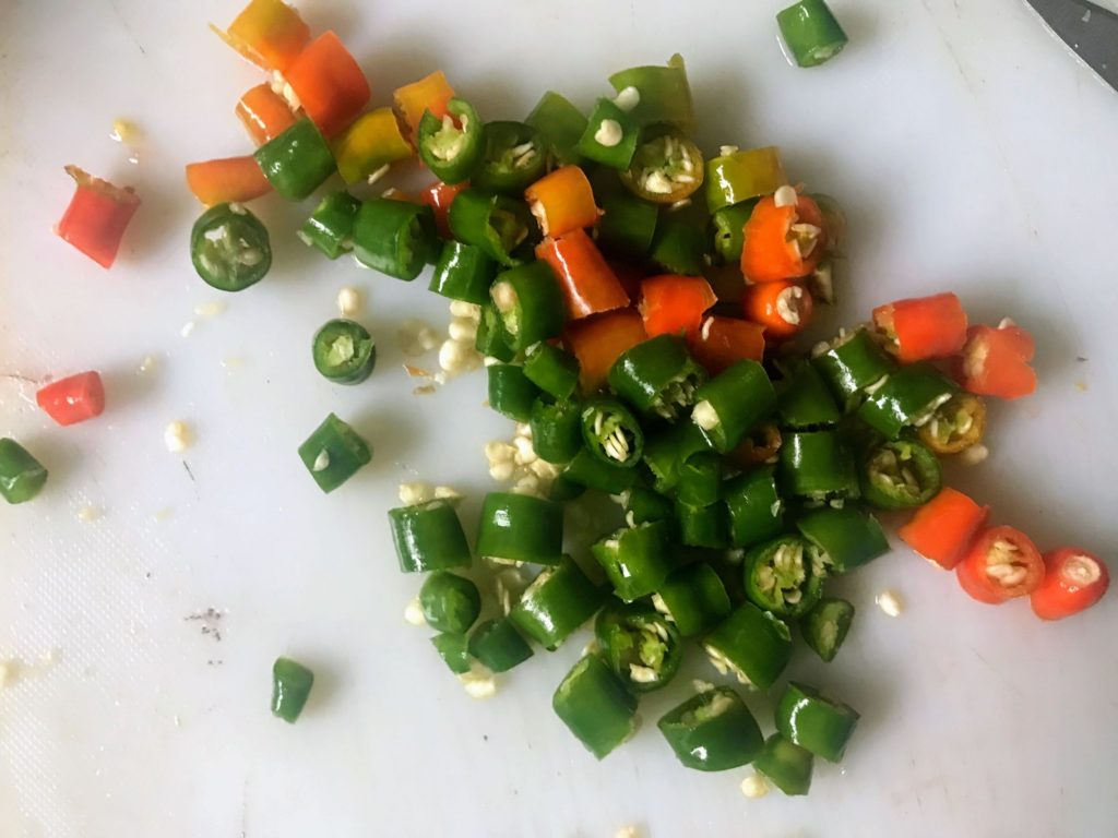 Chopped green chillies