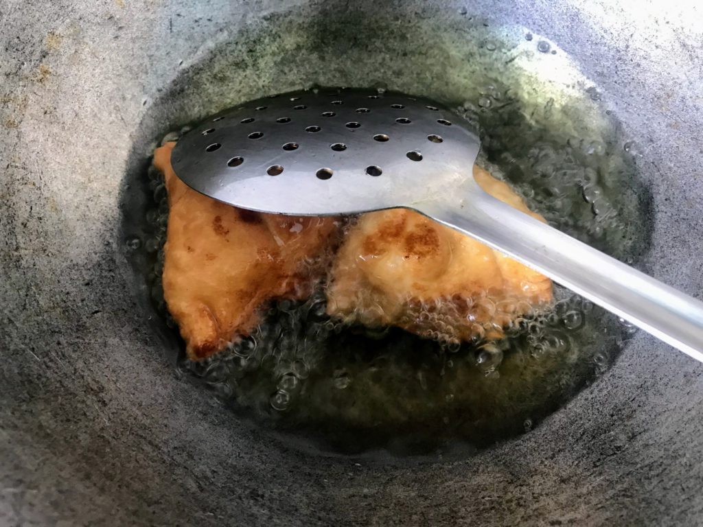 Frying Samosa