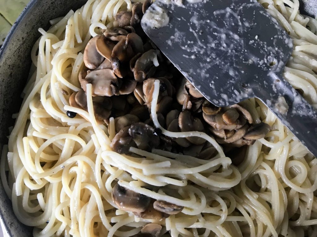 Mushroom on spaghetti