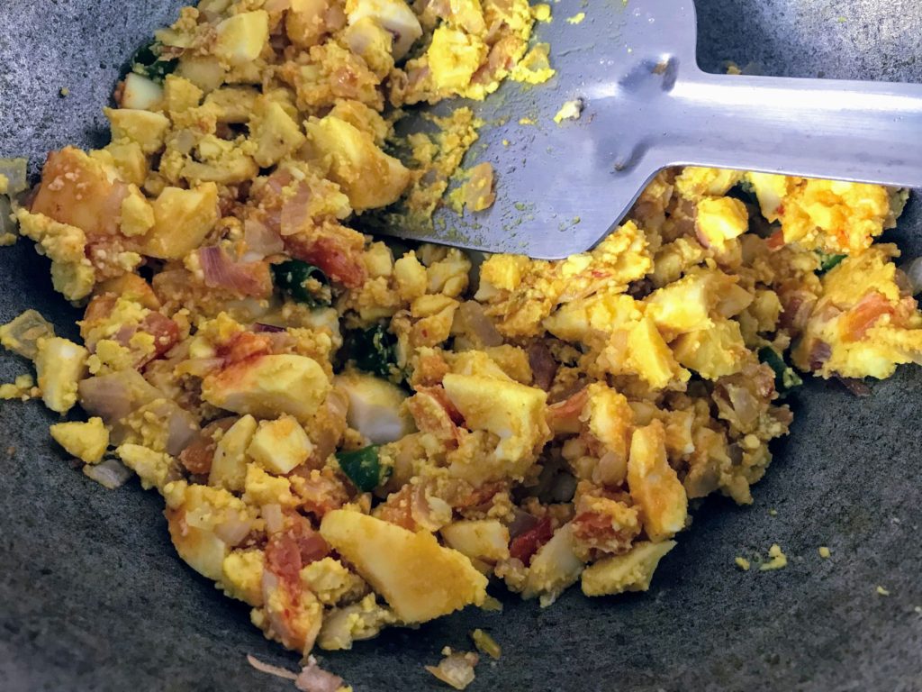 Preparing Boiled Egg Bhurji