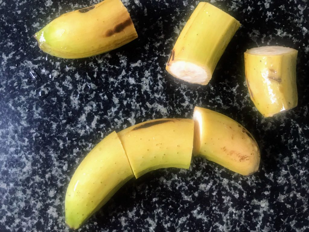 Unripe banana pieces