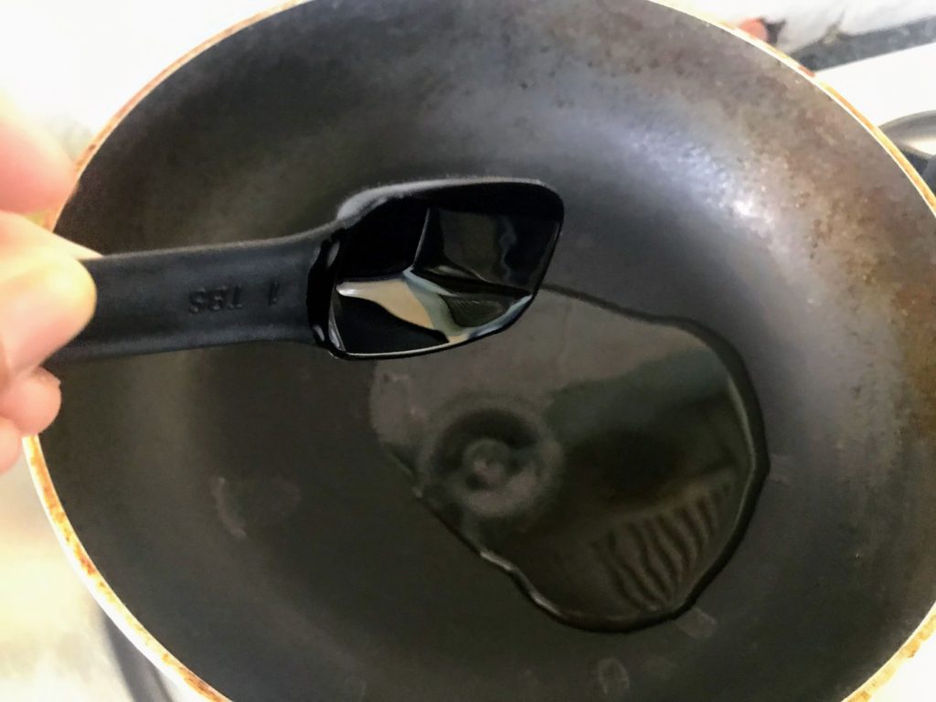 Heating oil in a pan