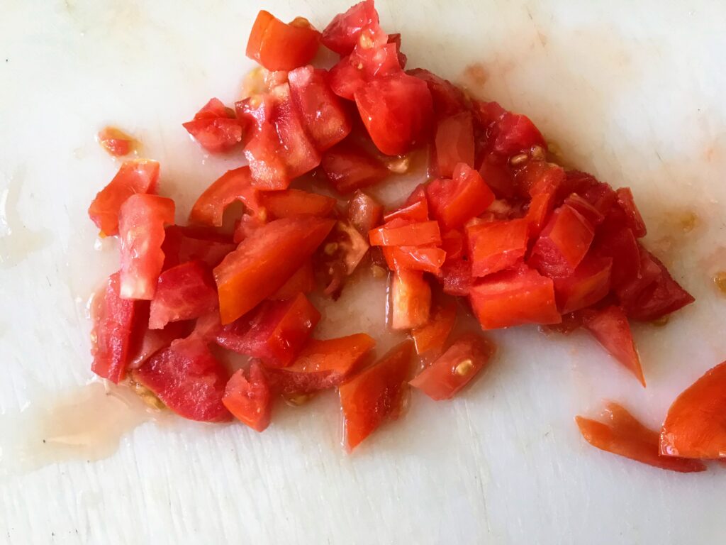 Chopped tomato.